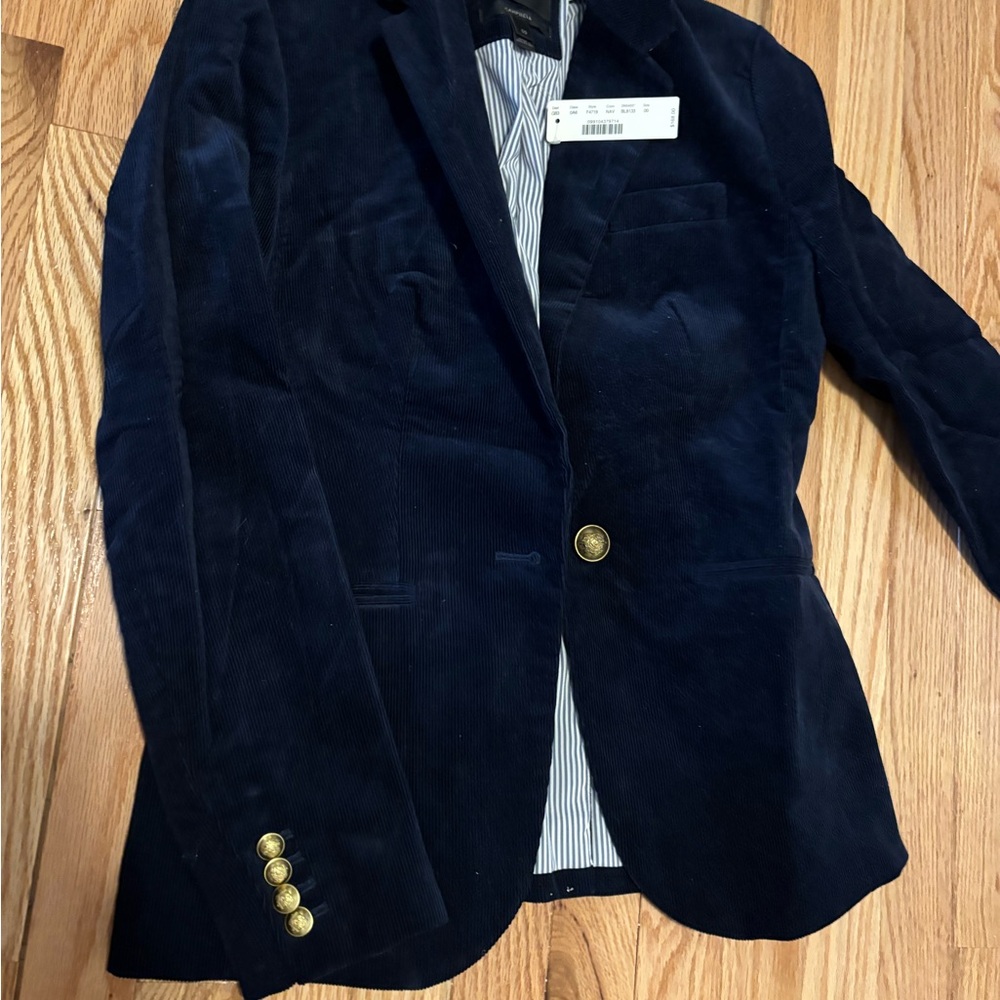 J crew Navy Corduroy Blazer with Gold Buttons